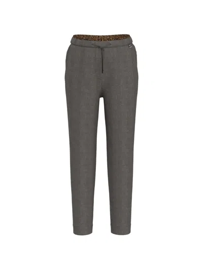Marccain Rhodos Drawstring-cropped Tapered Trousers In Grey
