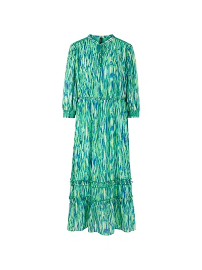 Marccain Ruffled Midi Dress In Green