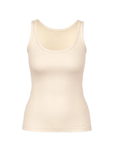Marccain Scoop-neck Ribbed Top In Neutral