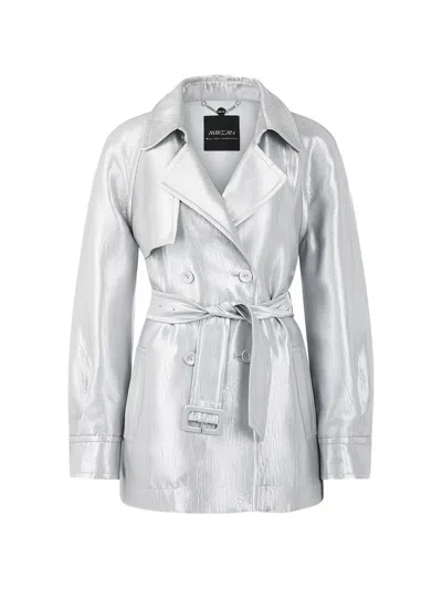 Marccain Serene Hues Belt Jacket In Silver