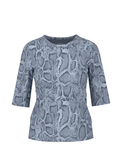 Marccain Snakeskin-print T-shirt In Gray