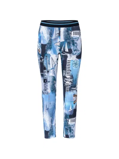 Marccain Sofia Nautical-print Leggings In Blue