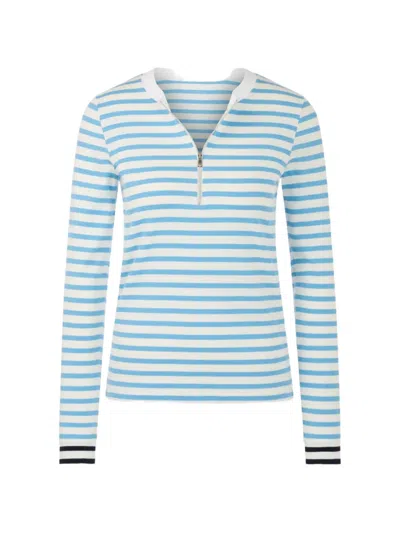 Marccain Striped Zip T-shirt In Blue