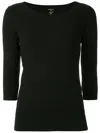 Marccain Three-quarter Sleeve T-shirt In Black