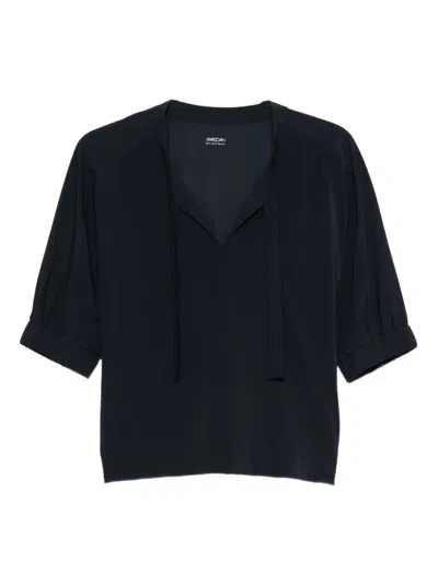 Marccain Tie-neck Blouse In Blue