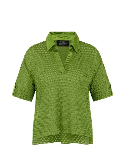 Marccain V-neck Knitted Top In Green