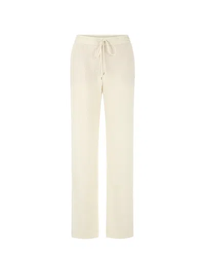 Marccain Washington Drawstring Textured Trousers In Neutral