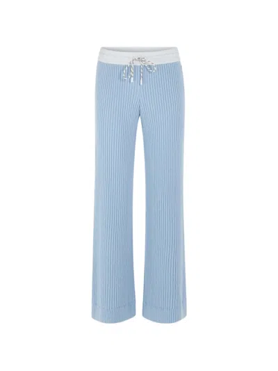 Marccain Welkom Ribbed Trousers In Blue