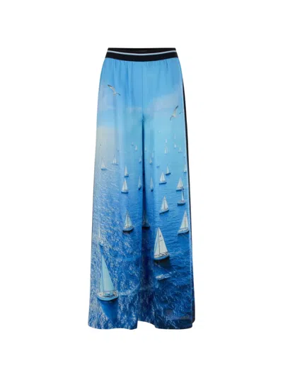 Marccain Willmar Wide-leg Trousers In Blue