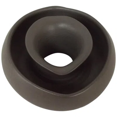 Pre-owned Marcel Giraud Vallauris Sculptural Matte Black Ceramic Double Bowl, France 1960s