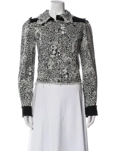 Pre-owned Marcell Von Berlin Animal Print Biker Jacket In Black