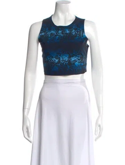 Pre-owned Marcell Von Berlin Animal Print Crew Neck Crop Top W/ Tags In Blue