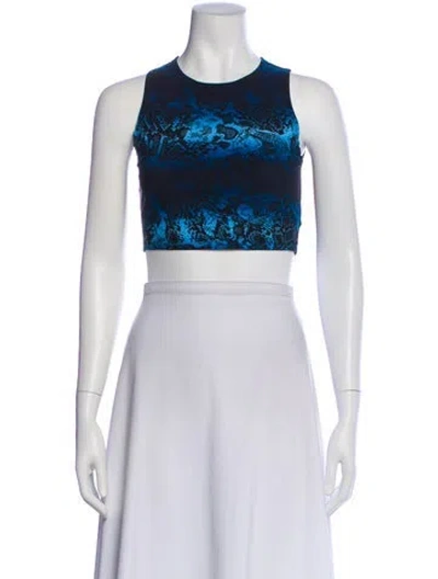 Pre-owned Marcell Von Berlin Animal Print Crew Neck Crop Top W/ Tags In Blue