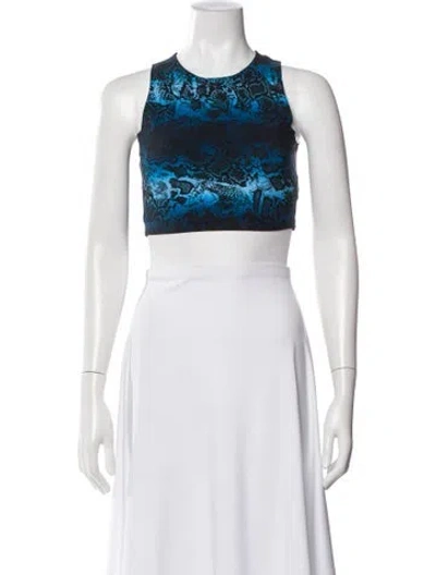Pre-owned Marcell Von Berlin Animal Print Crew Neck Crop Top W/ Tags In Blue