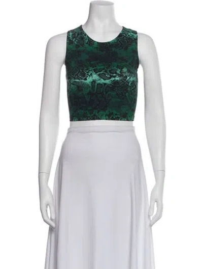 Pre-owned Marcell Von Berlin Animal Print Crew Neck Crop Top W/ Tags In Green