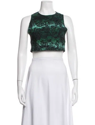 Pre-owned Marcell Von Berlin Animal Print Crew Neck Crop Top W/ Tags In Green