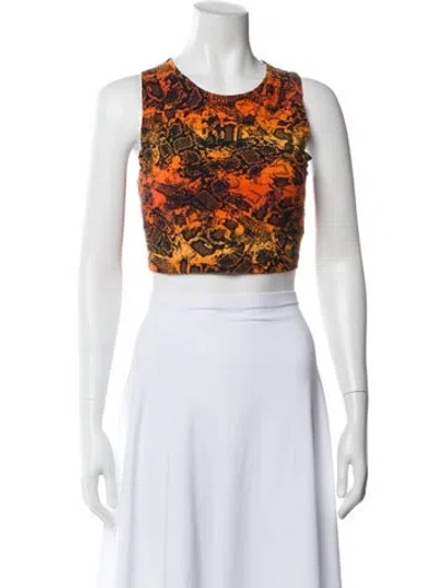 Pre-owned Marcell Von Berlin Animal Print Crew Neck Crop Top W/ Tags In Orange