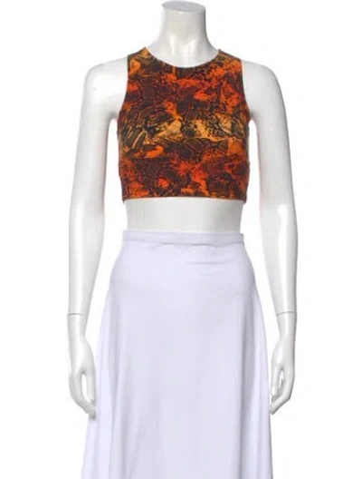 Pre-owned Marcell Von Berlin Animal Print Crew Neck Crop Top W/ Tags In Orange