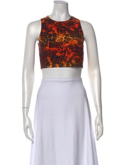 Pre-owned Marcell Von Berlin Animal Print Crew Neck Crop Top W/ Tags In Orange