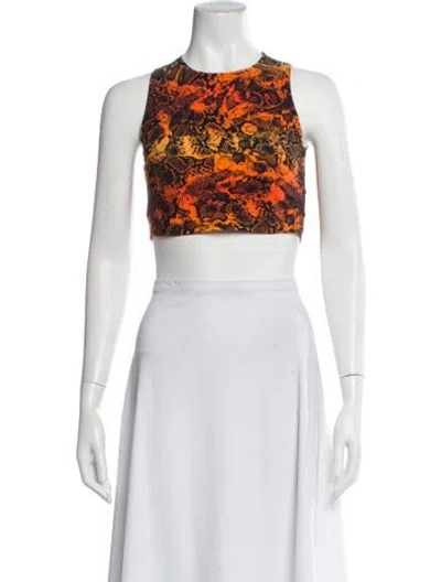 Pre-owned Marcell Von Berlin Animal Print Crew Neck Crop Top W/ Tags In Orange