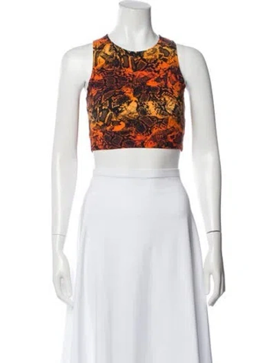 Pre-owned Marcell Von Berlin Animal Print Crew Neck Crop Top W/ Tags In White