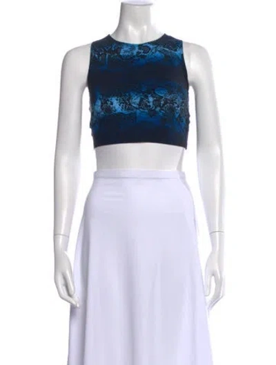 Pre-owned Marcell Von Berlin Animal Print Crew Neck Crop Top W/ Tags In White