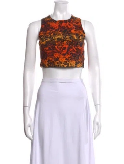 Pre-owned Marcell Von Berlin Animal Print Crew Neck Crop Top W/ Tags In White