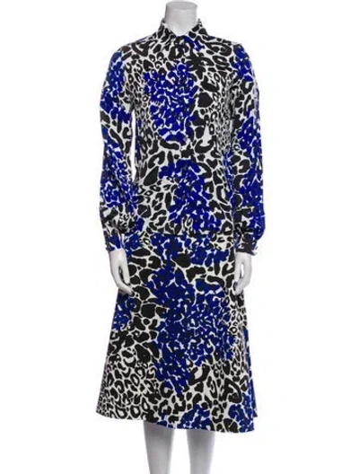 Pre-owned Marcell Von Berlin Animal Print Cutout Accent Skirt Set W/ Tags In Blue