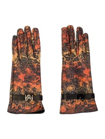 Pre-owned Marcell Von Berlin Animal Print Leather Gloves W/tags In Multi