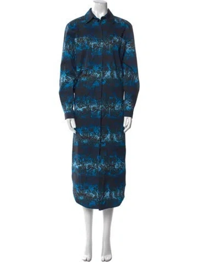 Pre-owned Marcell Von Berlin Animal Print Long Dress In Blue