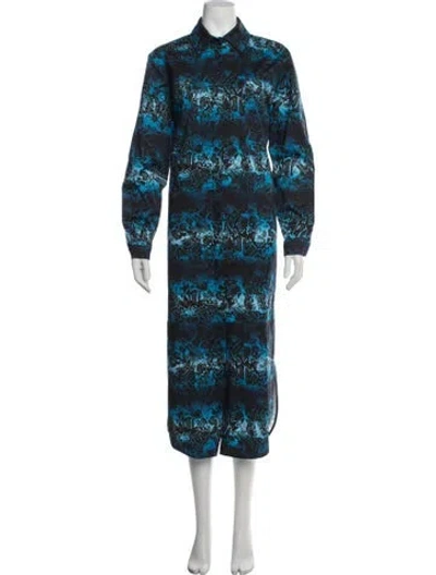 Pre-owned Marcell Von Berlin Animal Print Long Dress In Blue