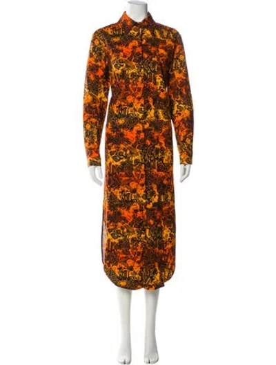 Pre-owned Marcell Von Berlin Animal Print Long Dress In Orange