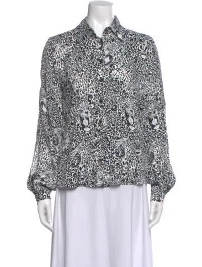 Pre-owned Marcell Von Berlin Animal Print Long Sleeve Blouse In Black