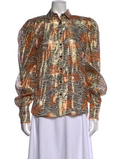 Pre-owned Marcell Von Berlin Animal Print Long Sleeve Blouse In Multicolor