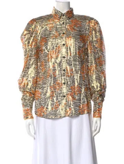 Pre-owned Marcell Von Berlin Animal Print Long Sleeve Blouse W/ Tags In Multi