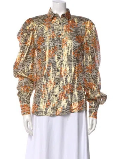 Pre-owned Marcell Von Berlin Animal Print Long Sleeve Blouse W/ Tags In Neutral
