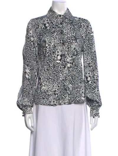 Pre-owned Marcell Von Berlin Animal Print Long Sleeve Button-up Top W/ Tags In Multi