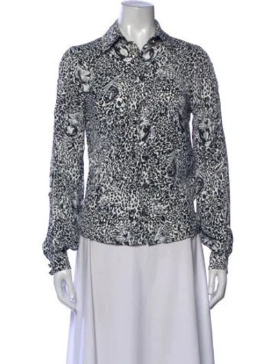 Pre-owned Marcell Von Berlin Animal Print Long Sleeve Button-up Top W/ Tags In Multicolor