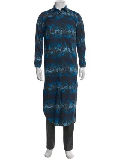 Pre-owned Marcell Von Berlin Animal Print Long Sleeve Shirt W/ Tags In Blue