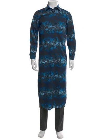 Pre-owned Marcell Von Berlin Animal Print Long Sleeve Shirt W/ Tags In Blue