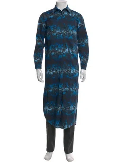 Pre-owned Marcell Von Berlin Animal Print Long Sleeve Shirt W/ Tags In Blue