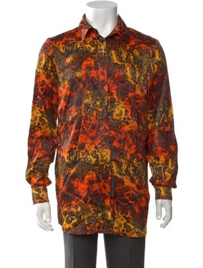 Pre-owned Marcell Von Berlin Animal Print Long Sleeve Shirt W/ Tags In Orange