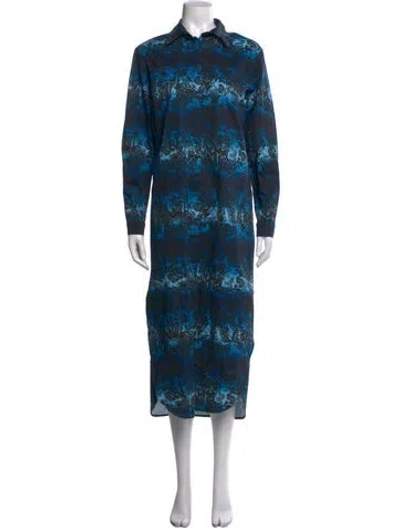 Pre-owned Marcell Von Berlin Animal Print Midi Length Dress In Blue