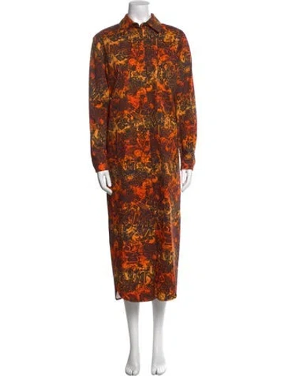 Pre-owned Marcell Von Berlin Animal Print Midi Length Dress W/ Tags In Orange