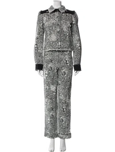 Pre-owned Marcell Von Berlin Animal Print Pant Set In White