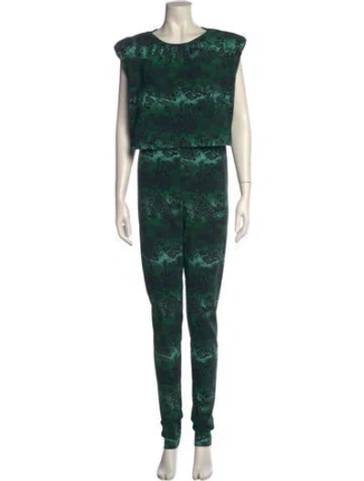 Pre-owned Marcell Von Berlin Animal Print Scoop Neck Jumpsuit W/ Tags In Green