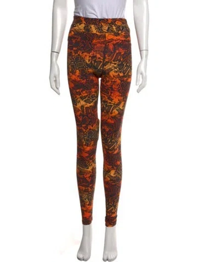 Pre-owned Marcell Von Berlin Animal Print Skinny Leg Pants In Orange