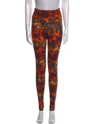 Pre-owned Marcell Von Berlin Animal Print Skinny Leg Pants W/ Tags In Orange