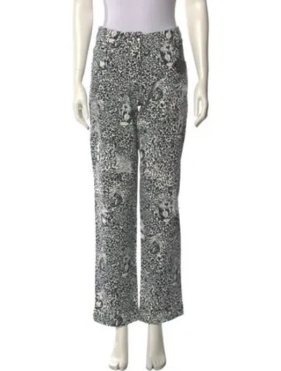Pre-owned Marcell Von Berlin Animal Print Straight Leg Pants In White