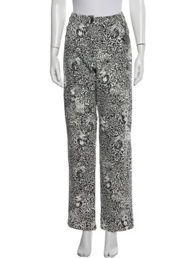 Pre-owned Marcell Von Berlin Animal Print Straight Leg Pants In White